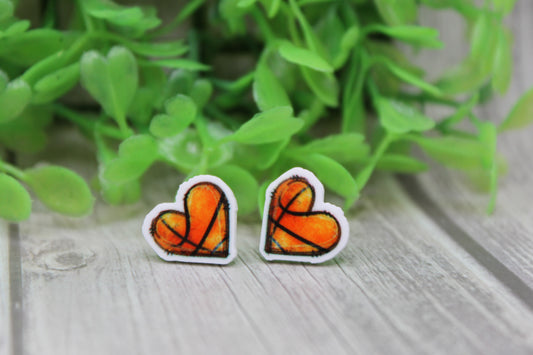 Basketball Hearts Stud Earrings