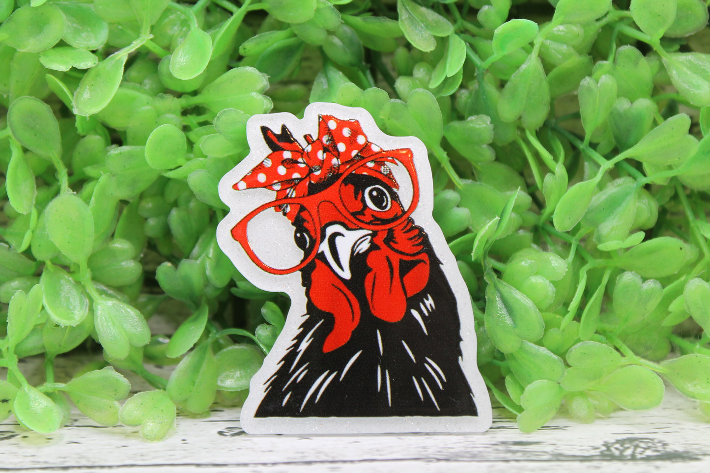 Chicken with Red Glasses Badge Reel