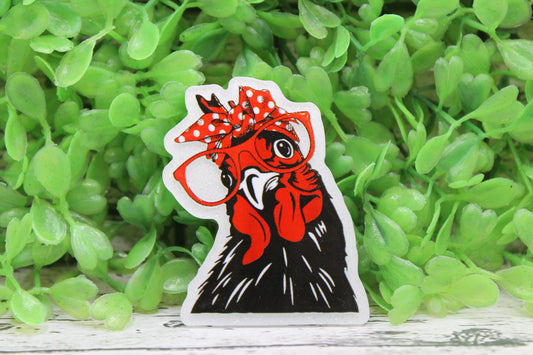 Chicken with Red Glasses Badge Reel