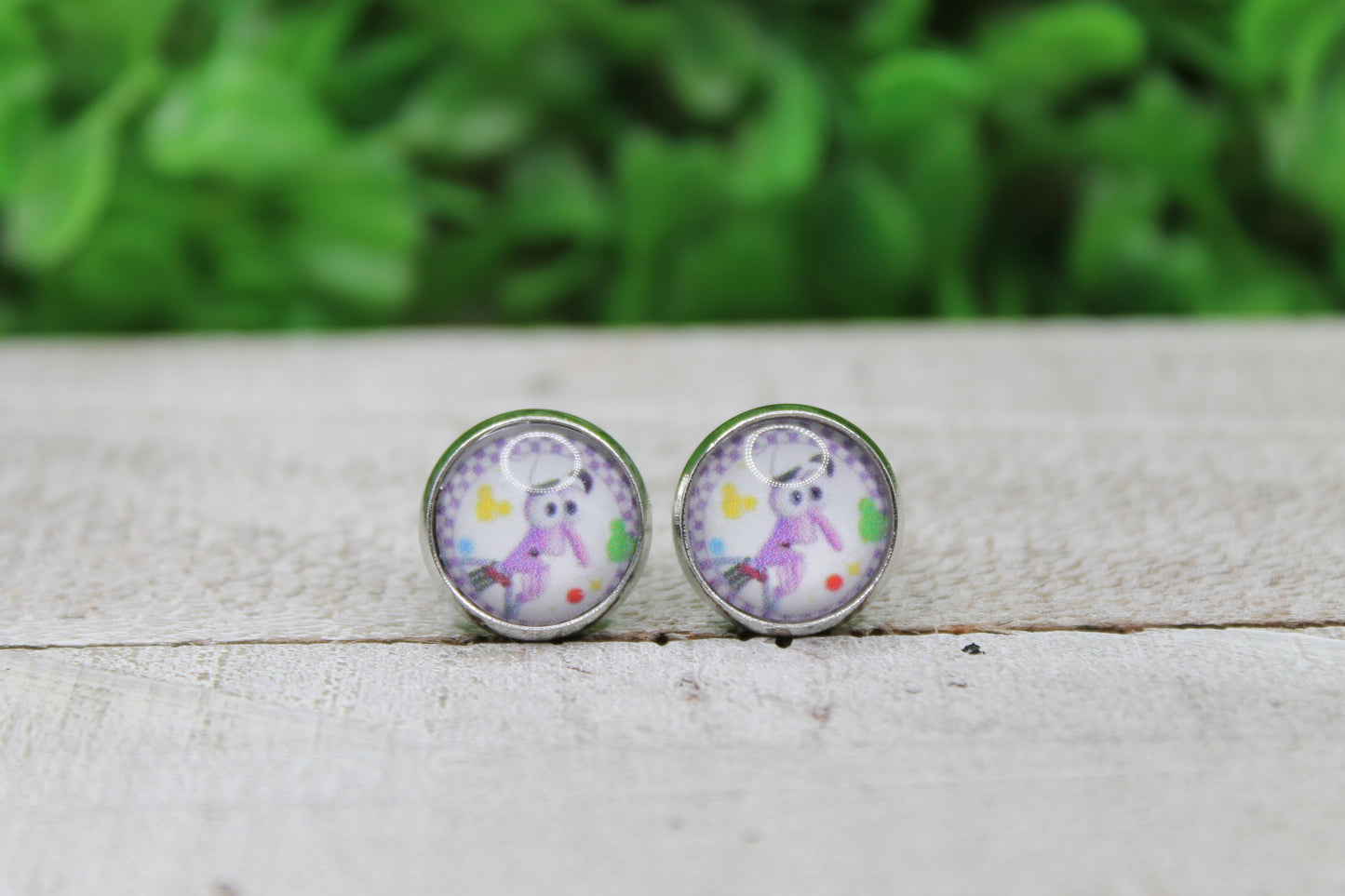 Fear Checkered Glass Stud Earrings