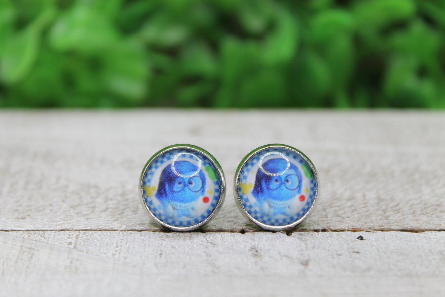 Sadness Checkered Glass Stud Earrings