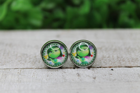 Disgust Checkered Glass Stud Earrings