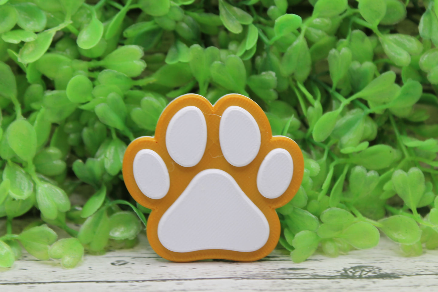 White & Golden Yellow Paw Print Badge Reel