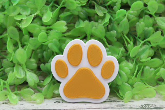 Golden Yellow & White Paw Print 3D Badge Reel