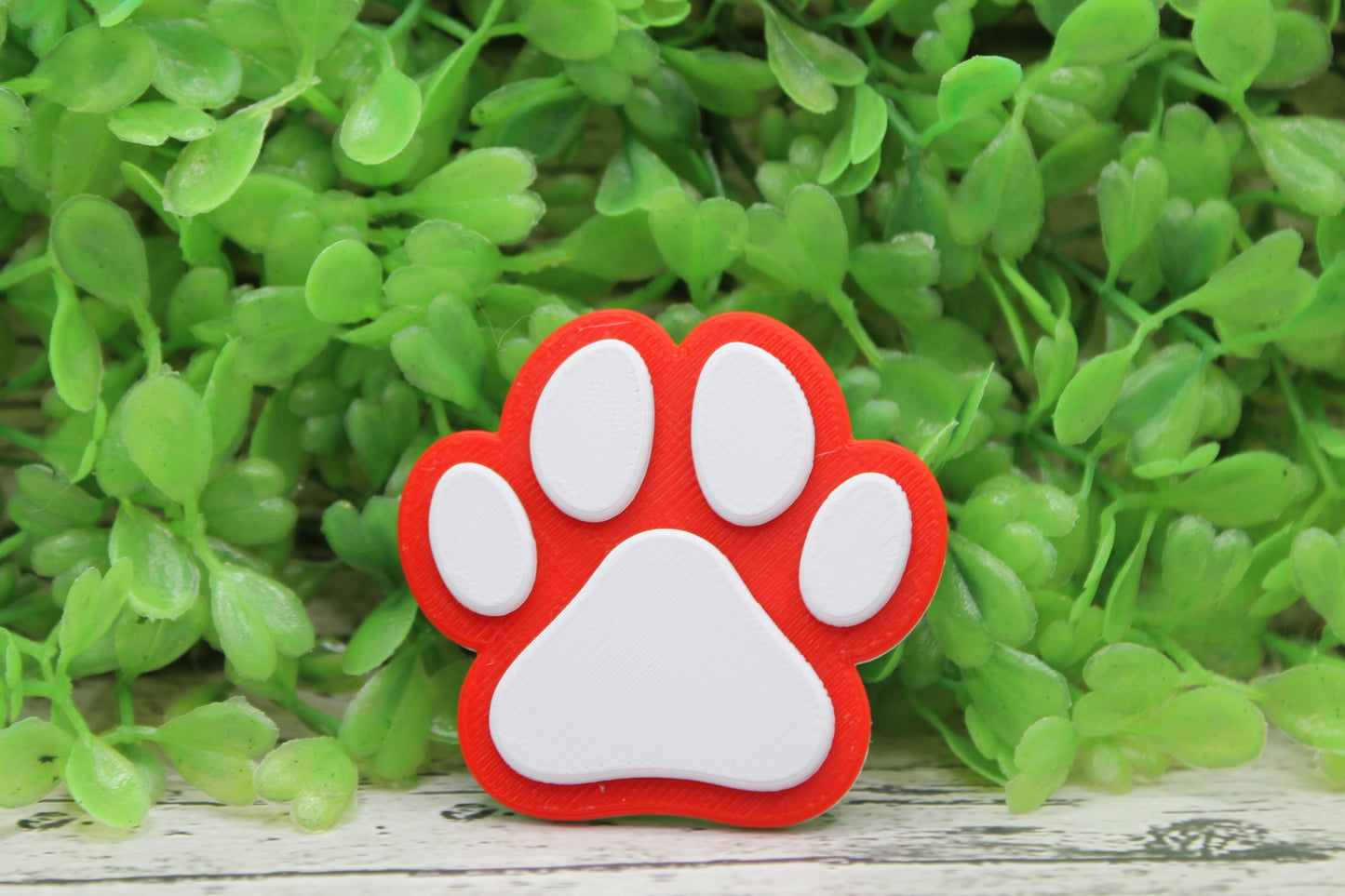 Red & White Paw Print 3D Badge Reel