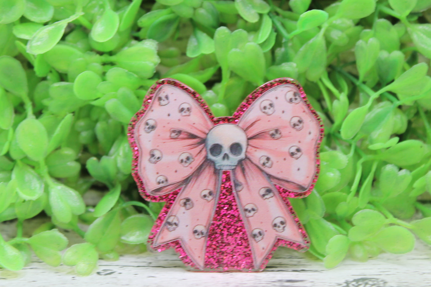 Skull Pink Bow Badge Reel