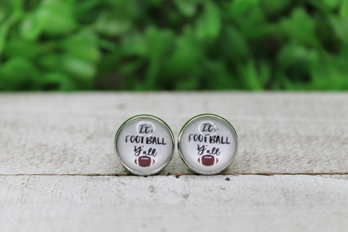 It's Football Y'all 12mm Glass Stud Earrings