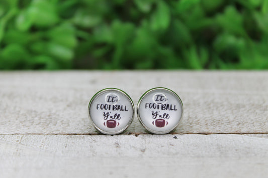 It's Football Y'all 12mm Glass Stud Earrings