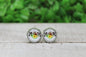 Football Mom Sunflower 12mm Glass Stud Earrings