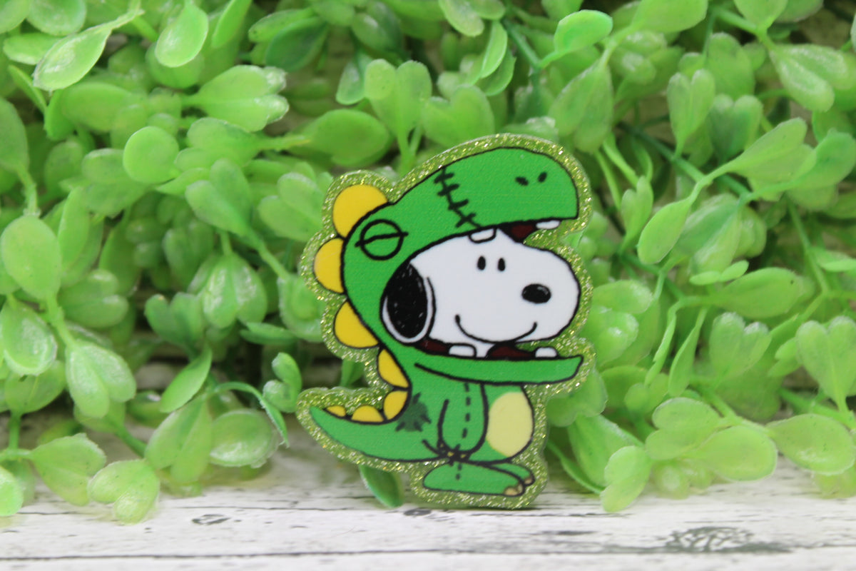 Dinosaur White Dog Badge Reel