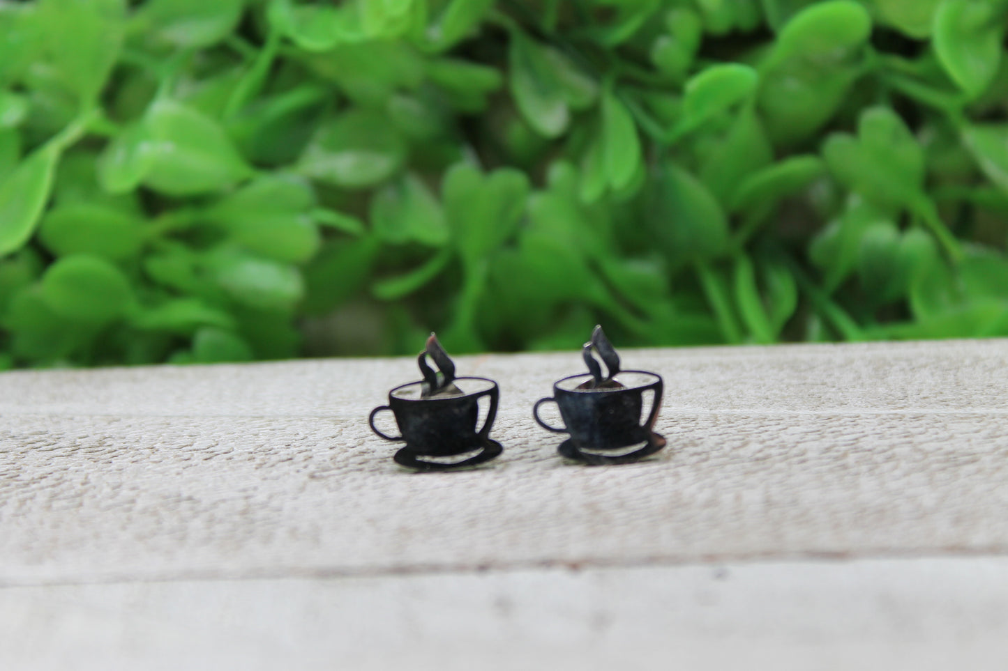 Silver Coffee Cup Stud Earrings