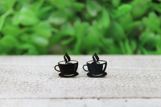 Black Coffee Cup Stud Earrings