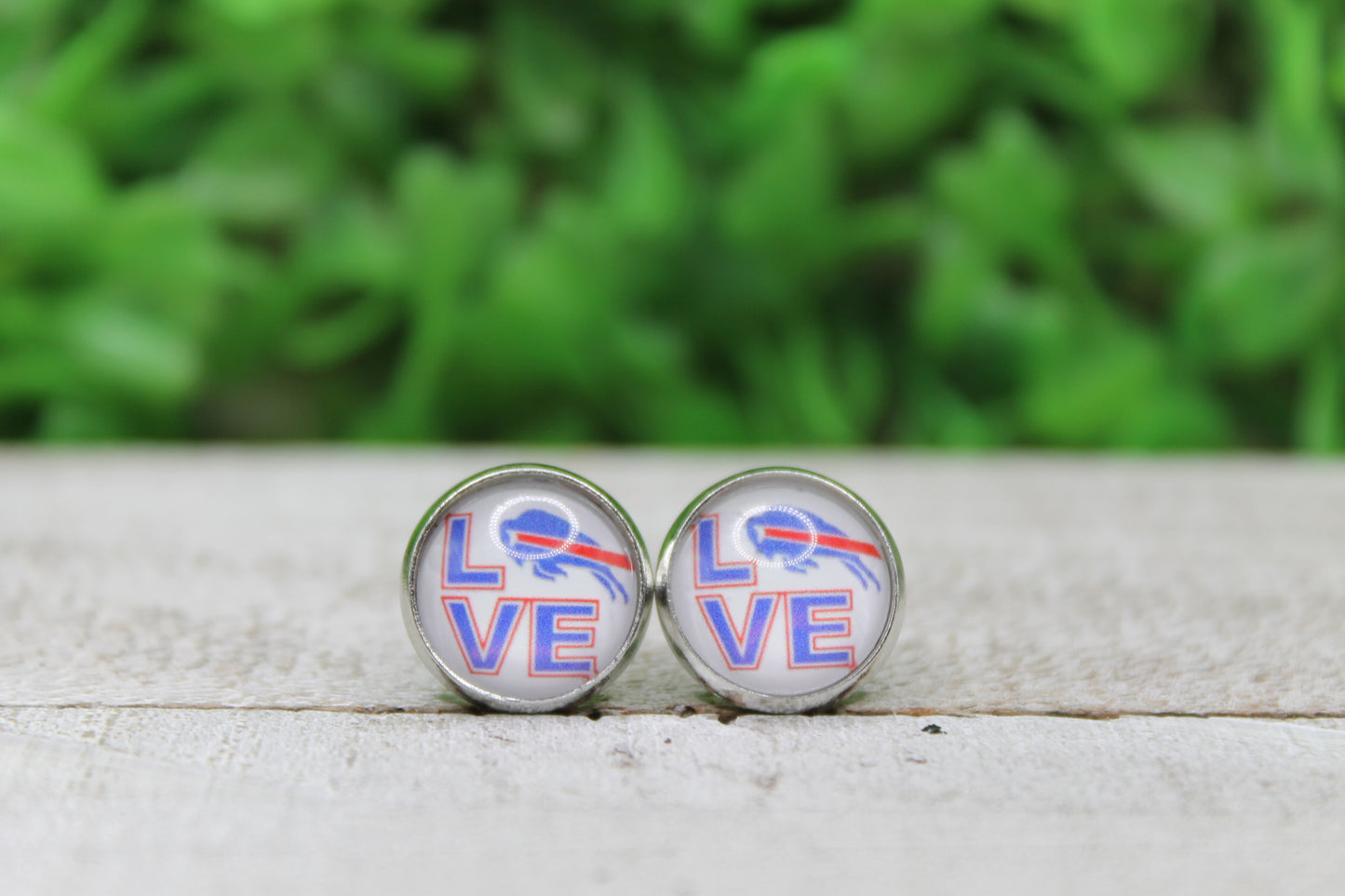 LOVE Buffalo Bills 12mm Glass Stud Earrings