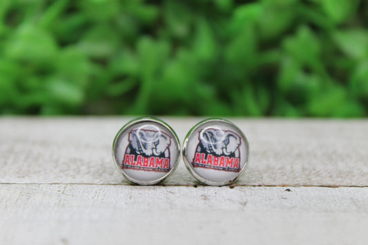 Alabama Crimson Tide 12mm Glass Stud Earrings