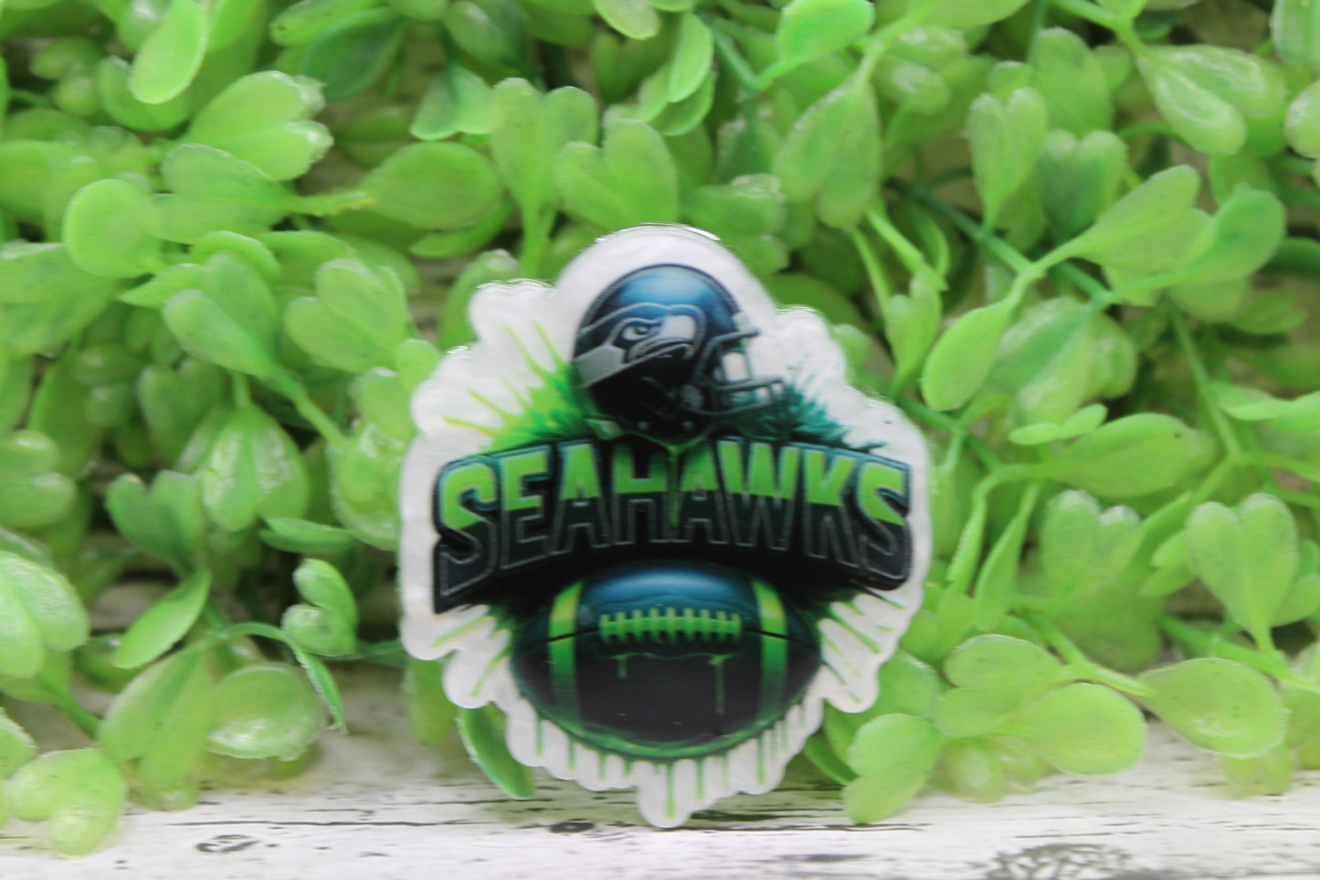 Seahawks Football Helmet & Football Badge Reel