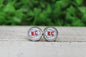 KC Chiefs Faux Glitter KC Arrow 12mm Glass Stud Earrings