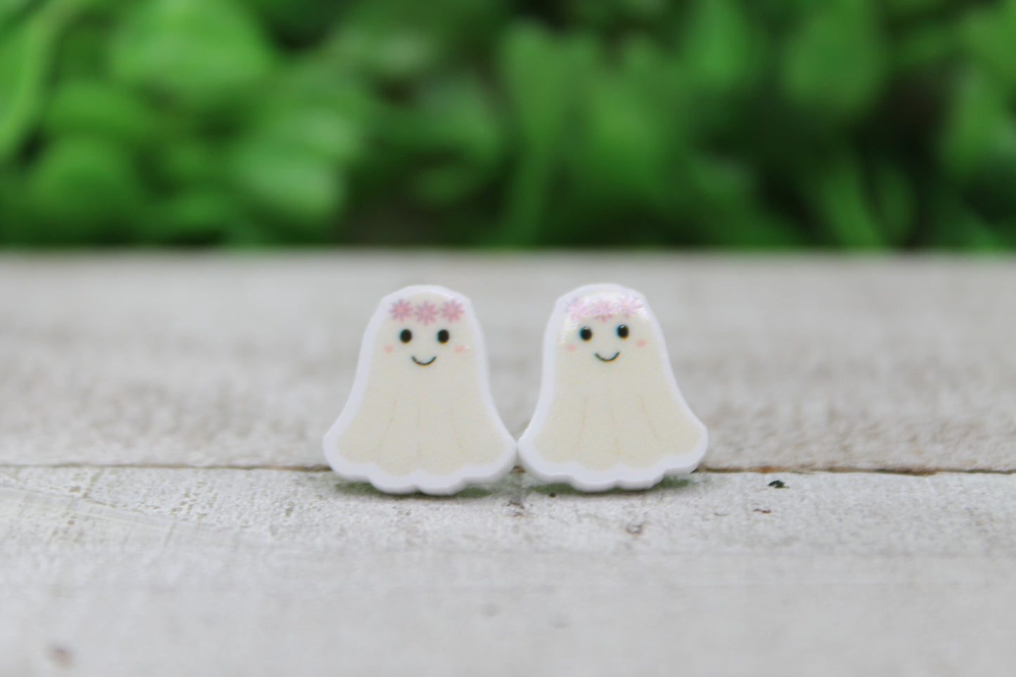 Floral Crown Ghost Stud Earrings