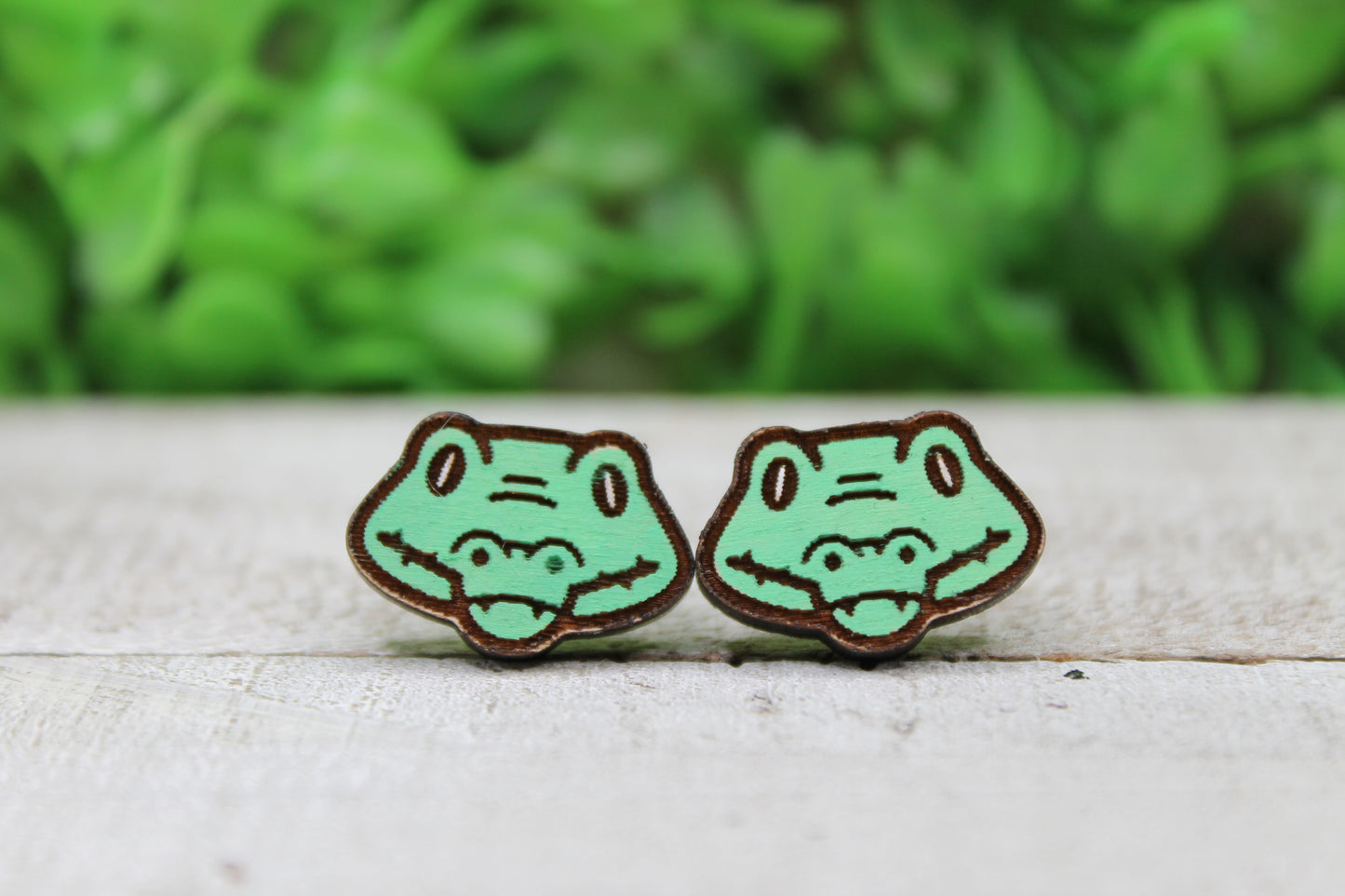 Gator Wood Stud Earrings