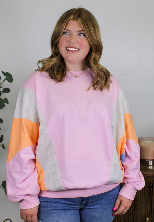 Light Pink Colorblock Pullover October.