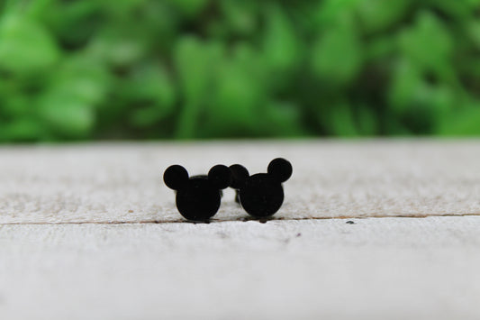 Black Mouse Stud Earrings