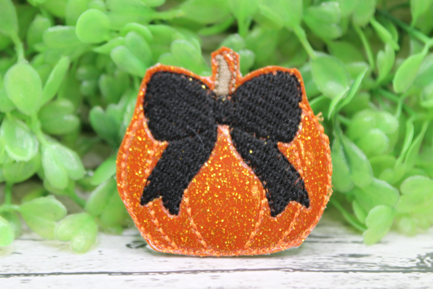 Pumpkin with Black Bow Fabric Badge Reel