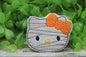 Mummy Cat Orange Bow Fabric Badge Reel