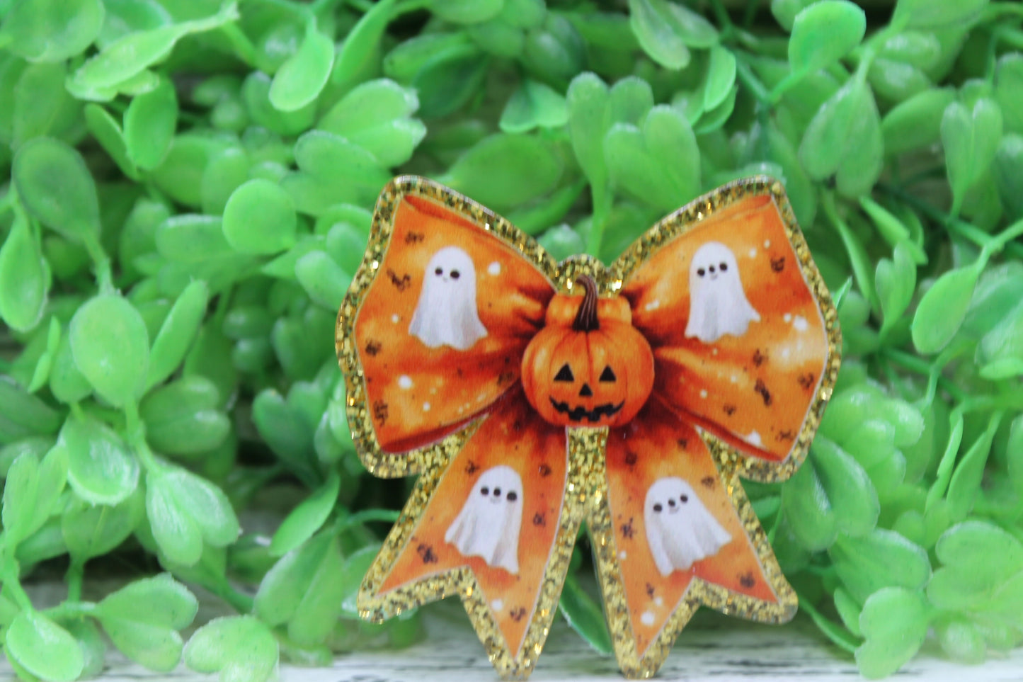 Ghosts & Pumpkin Bow Badge Reel