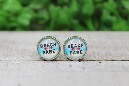 Beach Babe - Sunglasses 12mm Glass Stud Earrings