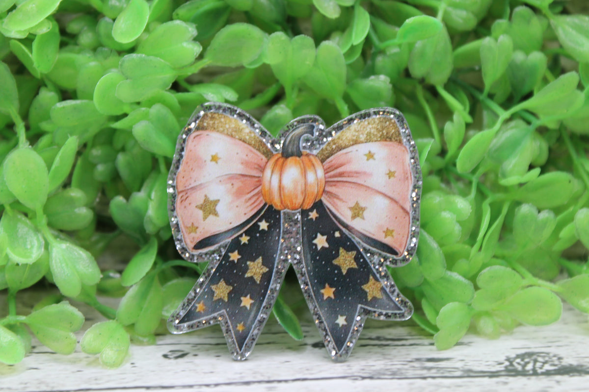 Pumpkin & Stars Bow Badge Reel