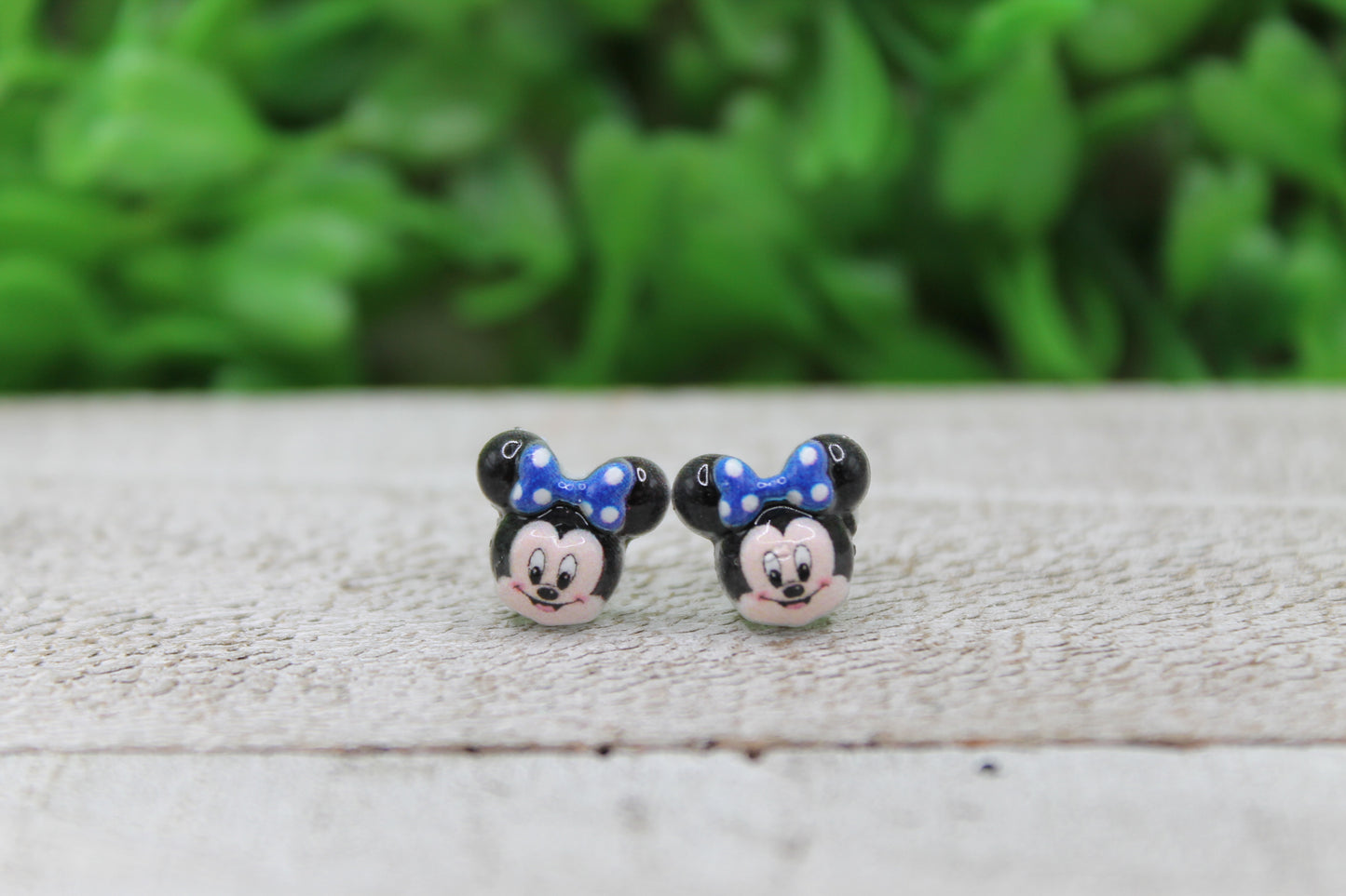 Blue Bow Mouse Mini Stud Earrings