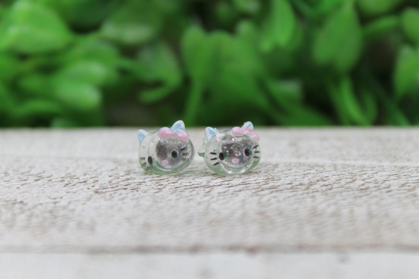 Clear Kitty Mini Stud Earrings