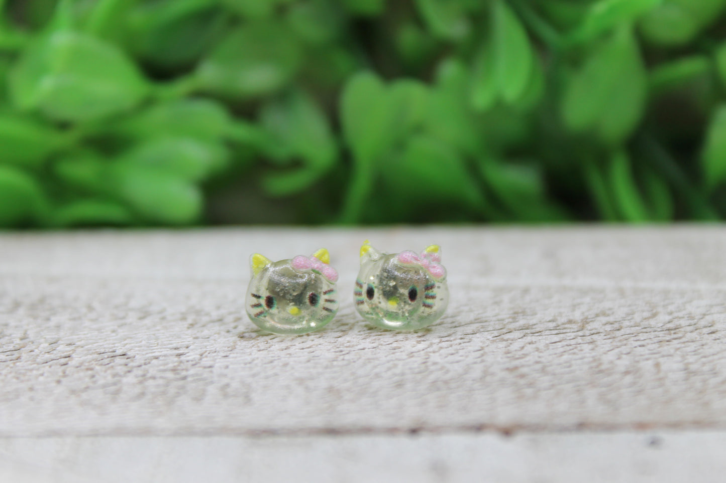 Lt Yellow Kitty Mini Stud Earrings