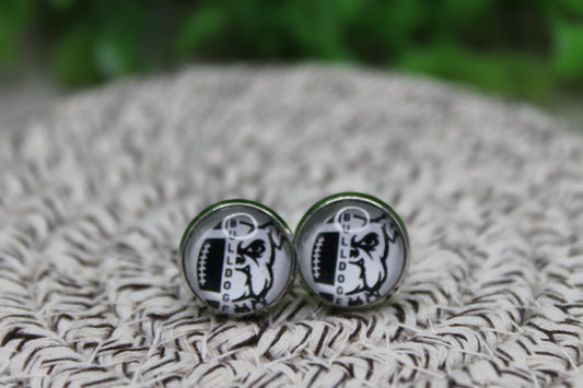 Georgia Bulldogs Football Dog Print 12mm Glass Stud Earrings