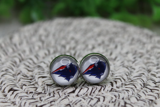 Buffalo Bills Football 12mm Glass Stud Earrings