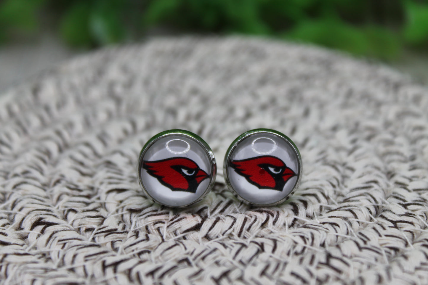 Cardinals Football 12mm Glass Stud Earrings