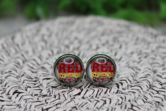 RED Kingdom KC Chiefs Football 12mm Glass Stud Earrings