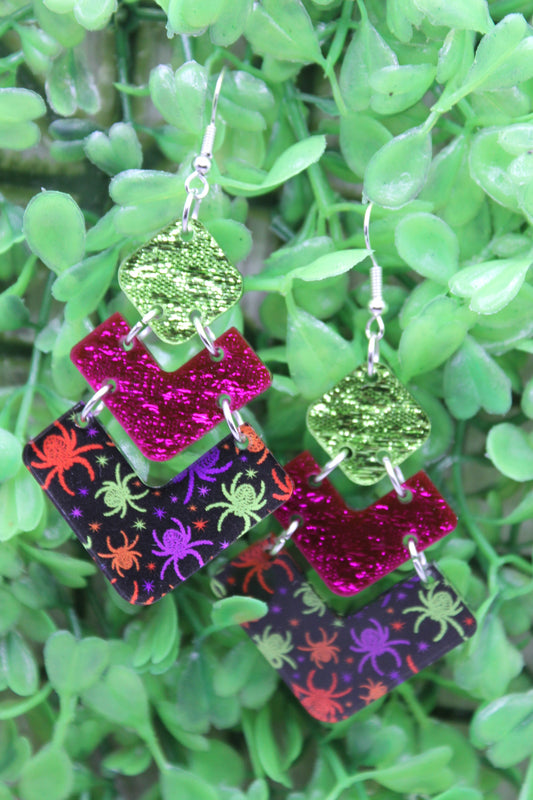 Bright Spiders Dangle Earrings