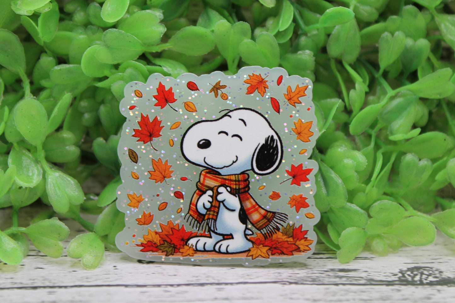 Fall White Dog Badge Reel