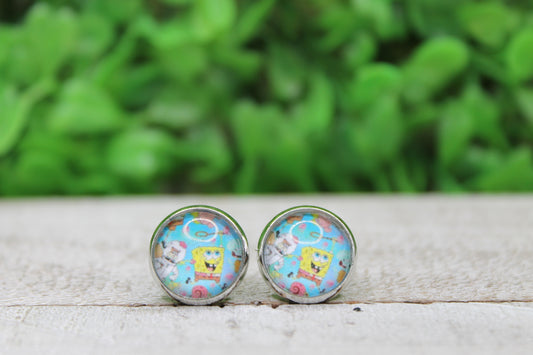 Spongebob & Friends 12mm Glass Stud Earrings