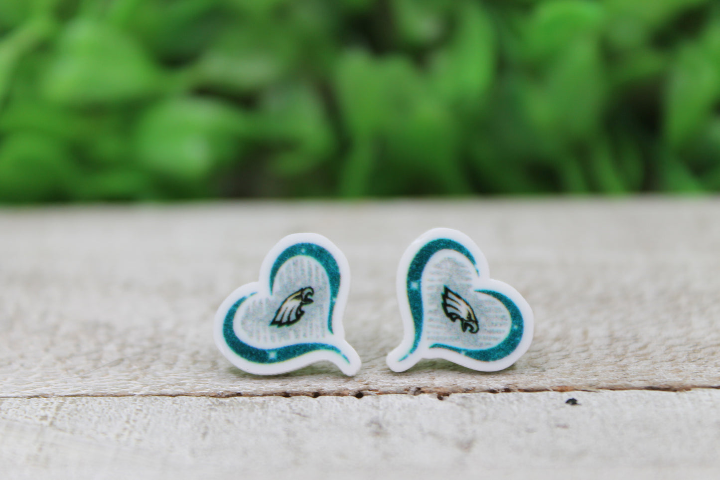 Eagles Football Heart • Acrylic Stud Earrings