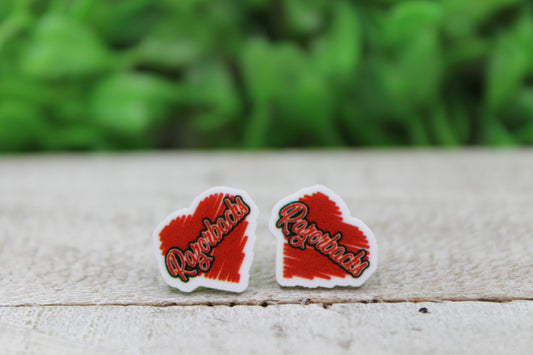 AR Razorbacks Football Scribble Heart • Acrylic Stud Earrings