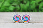 Tie Dye Smiley Face • Acrylic Stud Earrings