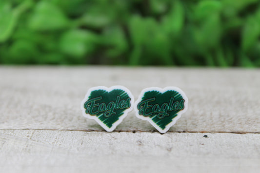 Philadelphia Eagles Football Scribble Heart  • Acrylic Stud Earrings