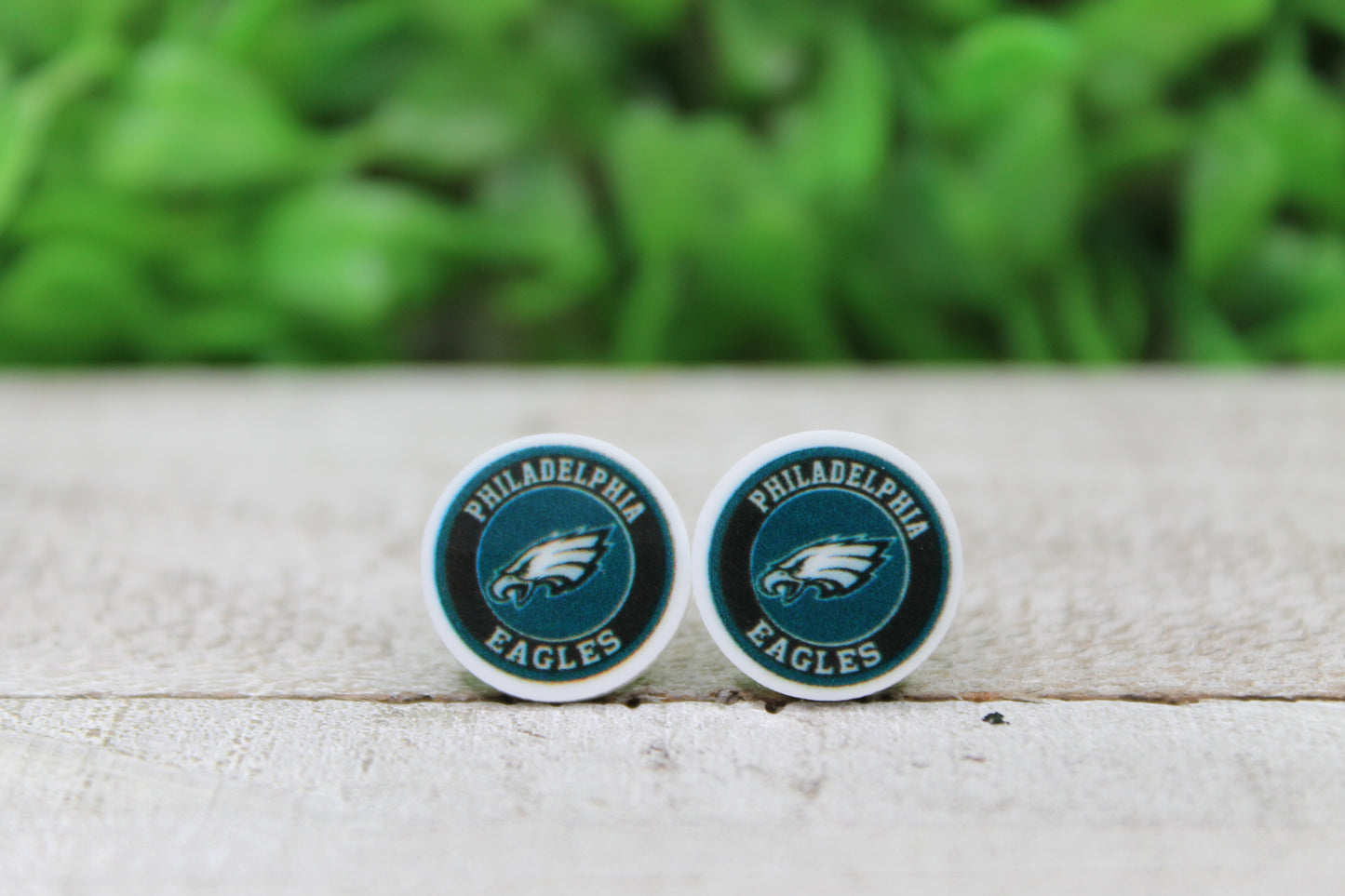 Philadelphia Eagles Football Circle • Acrylic Stud Earrings