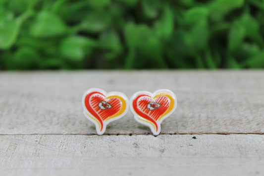 KC Chiefs Football Heart • Acrylic Stud Earrings