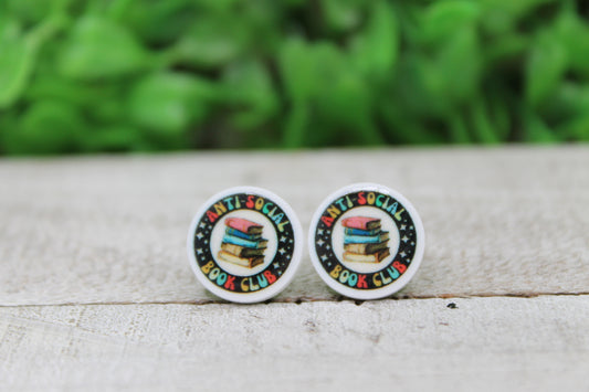 Anti-Social Book Club Circle • Acrylic Stud Earrings