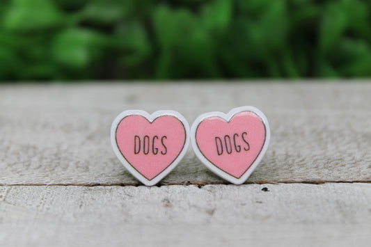 I Love Dogs Heart • Acrylic Stud Earrings