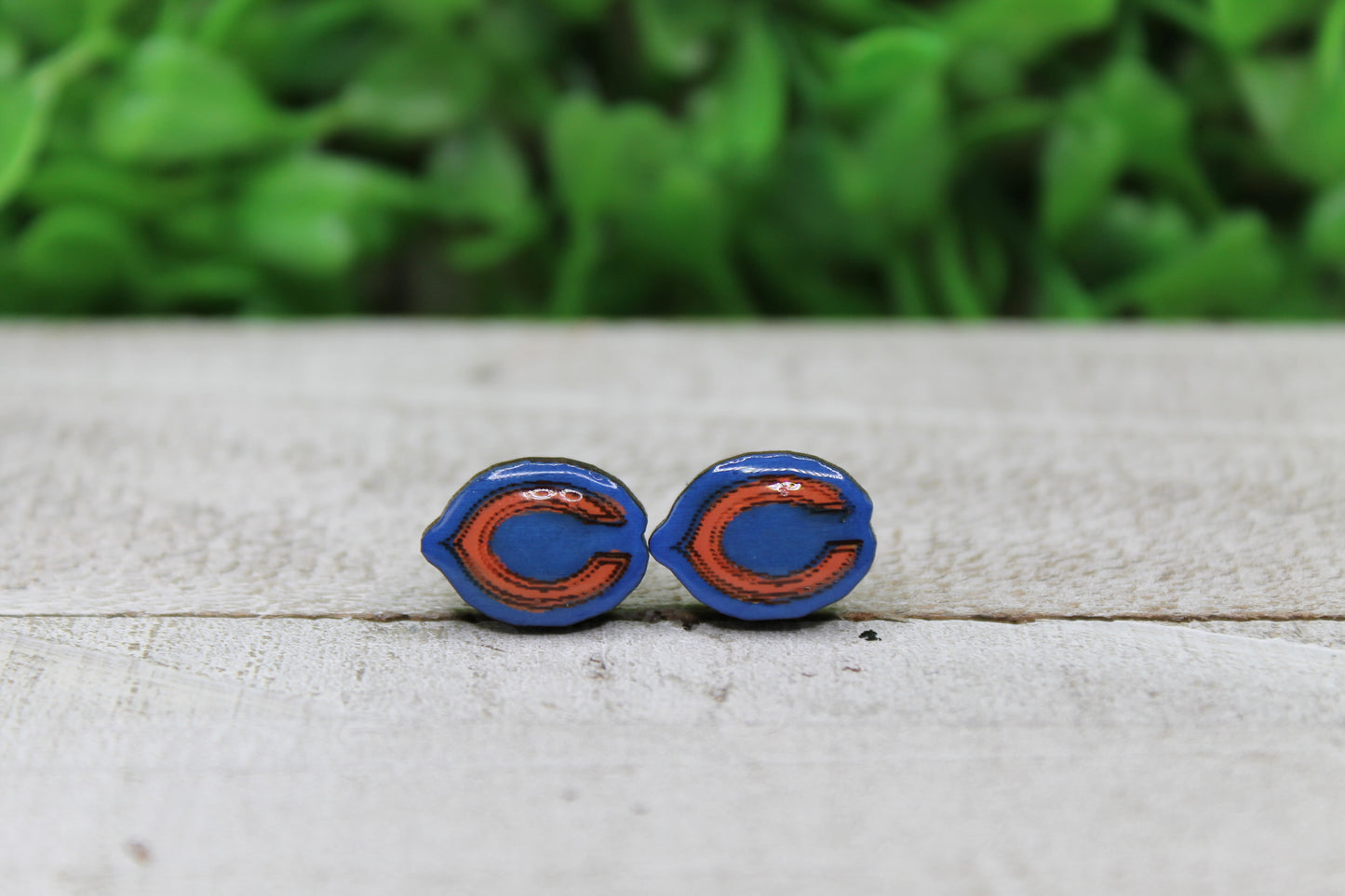 Chicago Bears Football • Wood Stud Earrings