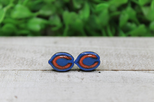 Chicago Bears Football • Wood Stud Earrings