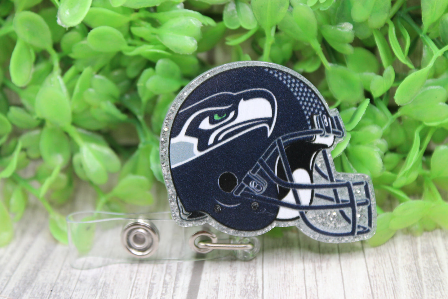 Football Seahawks Helmet • Badge/ID Holder with Clip